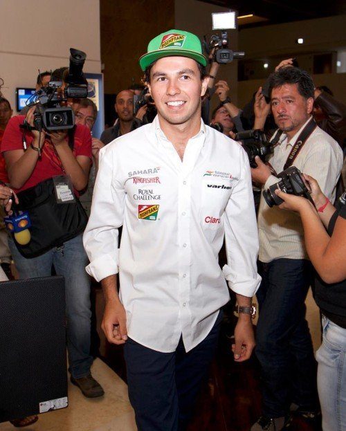 Sergio Checo Pérez at the wheel of the APEX Formula Simulator
