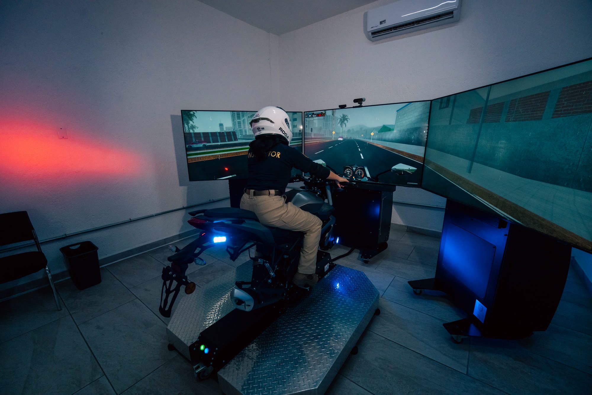 Escobedo's Motorcycle Police Train on an APEX Motorcycle Simulator