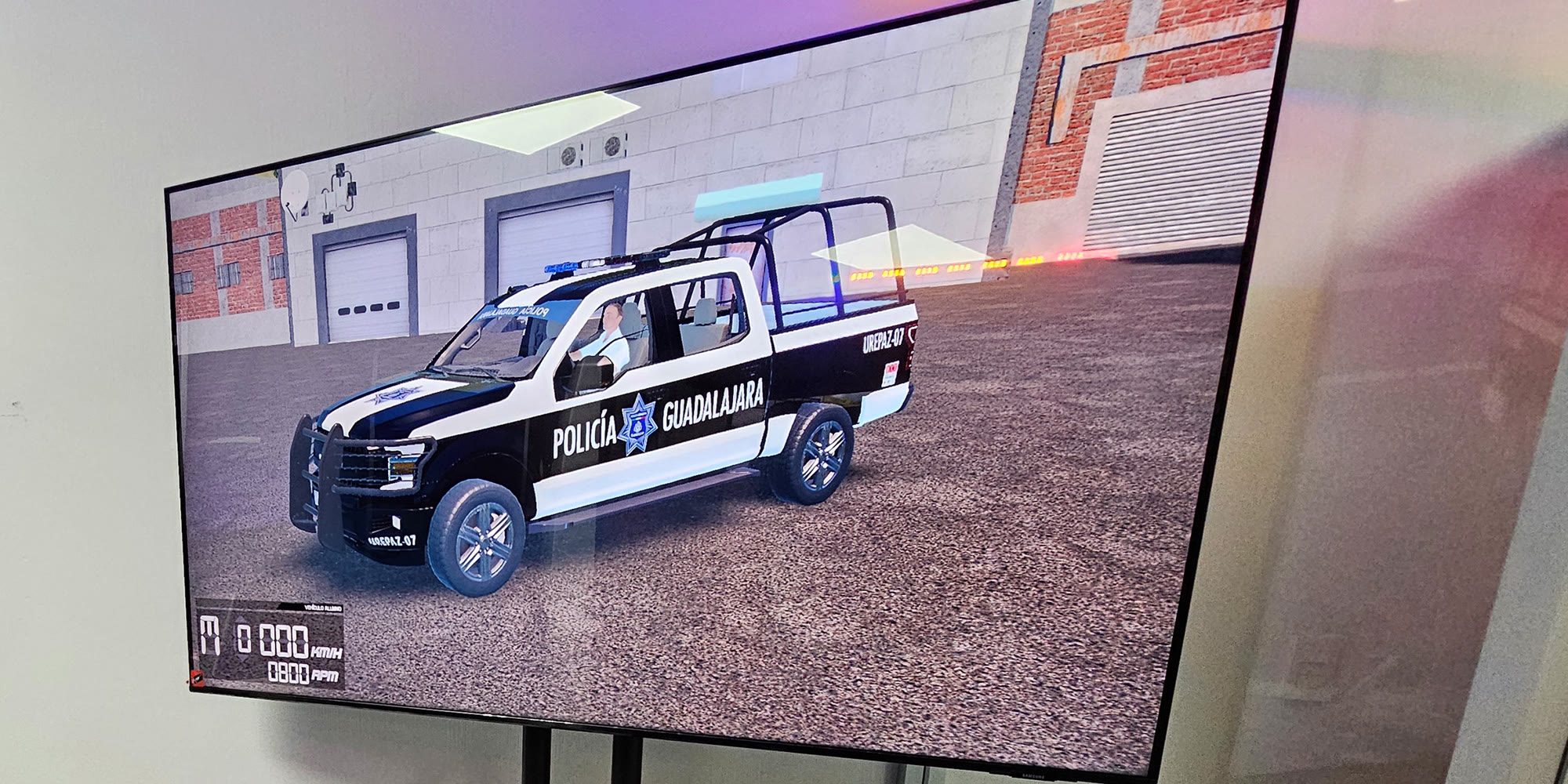 Guadalajara Police patrol vehicle modeled inside the APEX simulator software